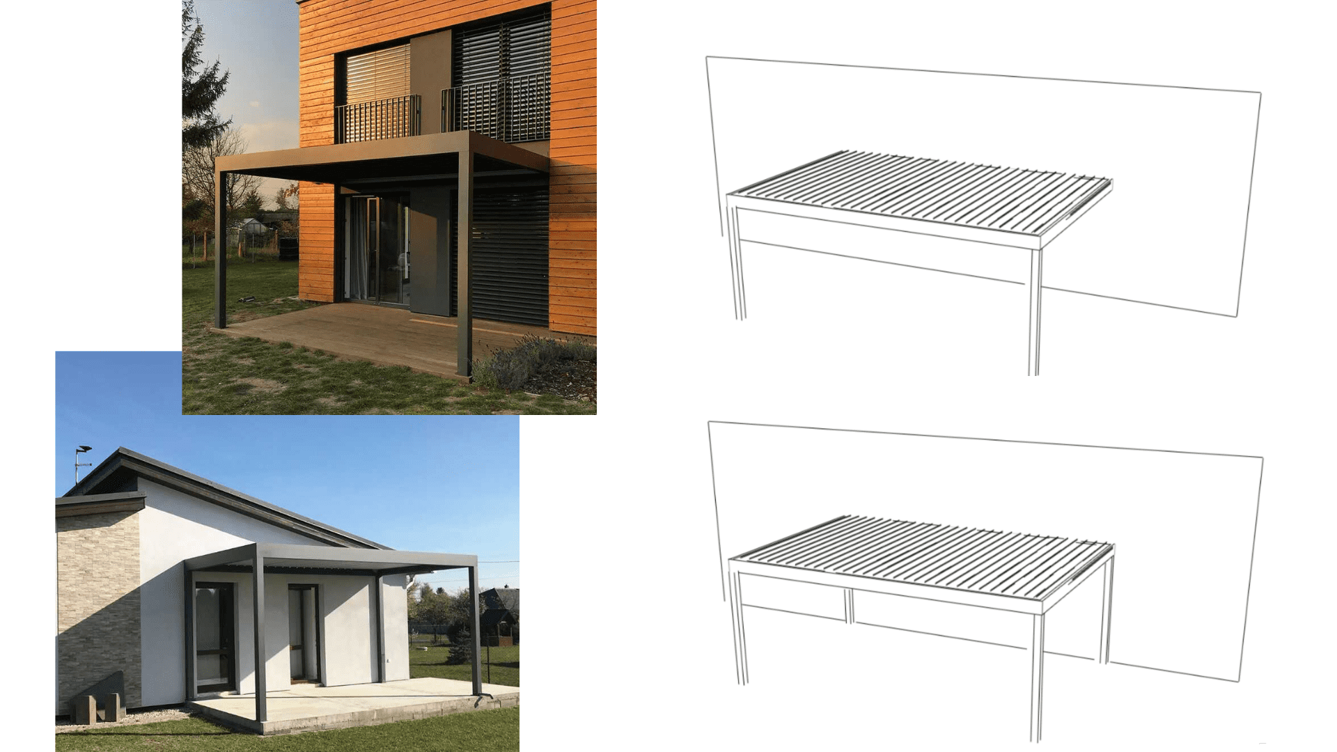  Pergola s lamelami kolmo k objektu 