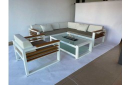 Bilý hliníkový set zahradního nábytku – rohový set ARCHI